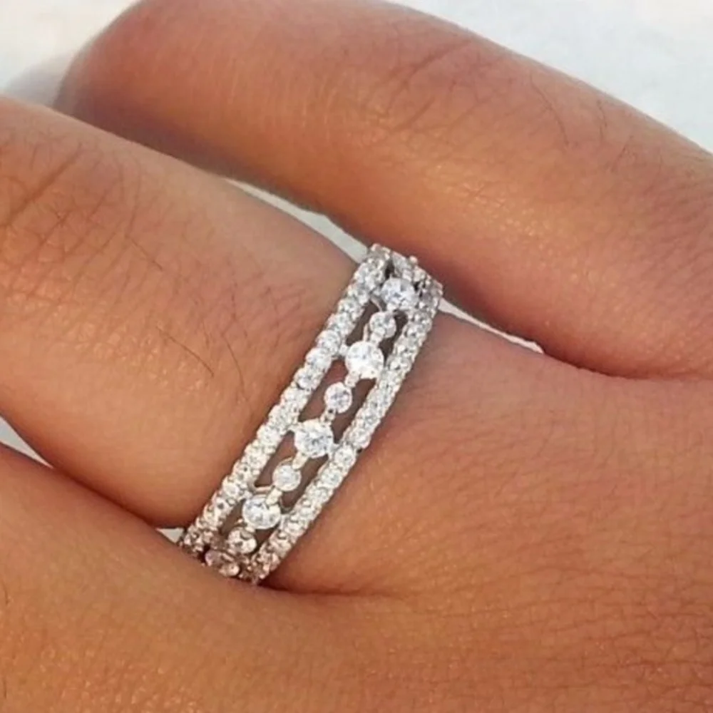 New 14k Solid White Gold 0.75 Ct. Wedding Band Ring